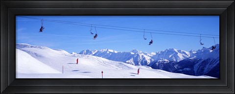 Framed Ski Lift in Mountains Switzerland Print