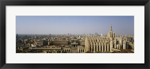 Framed Aerial view of a cathedral in a city, Duomo di Milano, Lombardia, Italy Print