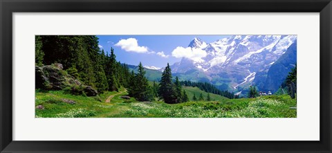 Framed Alpine Scene Near Murren Switzerland Print