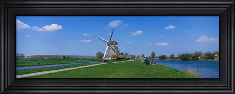 Framed Windmill and Canals near Leiden The Netherlands Print