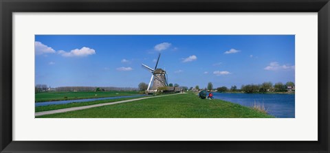 Framed Windmill and Canals near Leiden The Netherlands Print