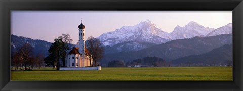 Framed St Coloman Church and Alps Schwangau Bavaria Germany Print