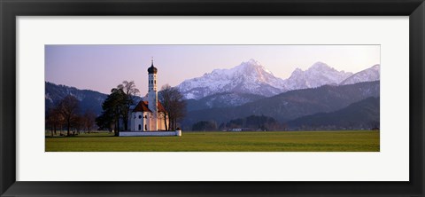 Framed St Coloman Church and Alps Schwangau Bavaria Germany Print