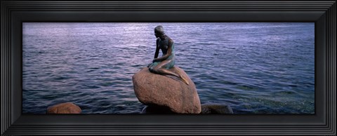 Framed Little Mermaid Statue on Waterfront Copenhagen Denmark Print
