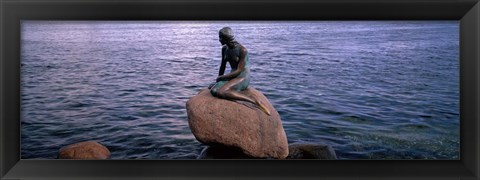 Framed Little Mermaid Statue on Waterfront Copenhagen Denmark Print