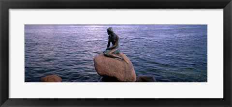 Framed Little Mermaid Statue on Waterfront Copenhagen Denmark Print