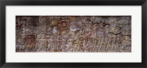 Framed Bas Relief Angkor Wat Cambodia Print