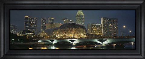 Framed Buildings lit up at night, Esplanade Bridge, Esplanade Drive, Singapore Print