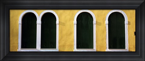 Framed Windows in Yellow Wall Venice Italy Print