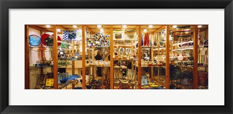 Framed Glassworks display in a store, Murano Glassworks, Murano, Venice, Italy Print