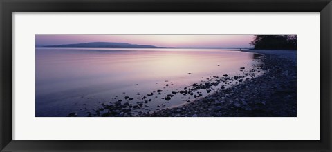 Framed Beach at sunset, Lake Constance, Germany Print