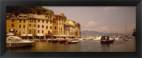Framed Boats in a canal, Portofino, Italy Print