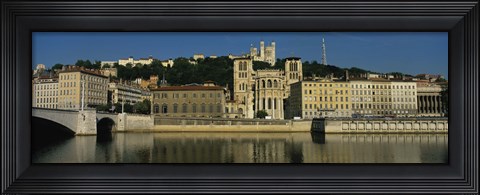 Framed Buildings On The Saone River, Lyon, France Print