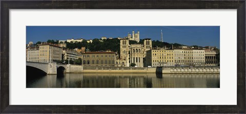 Framed Buildings On The Saone River, Lyon, France Print