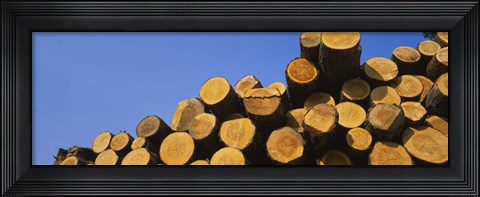 Framed Stack of wooden logs in a timber industry, Austria Print