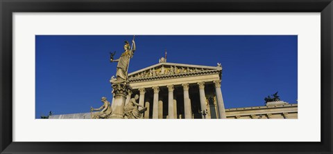 Framed Fountain in front of a government building, Pallas Athena Fountain, Parliament Building, Vienna, Austria Print