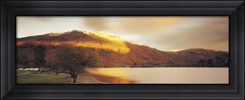 Framed Sunlight On Mountain Range, Ullswater, Lake District, Great Britain, United Kingdom Print