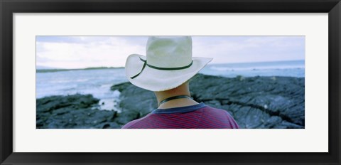 Framed Man with Straw Hat Galapagos Islands Ecuador Print