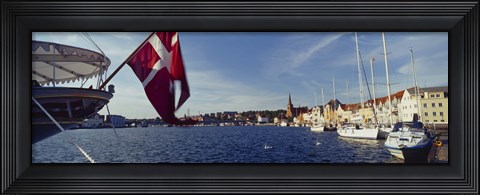 Framed Boats moored at the dock, Sonderborg, Denmark Print