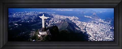 Framed View of Christ the Redeemer and Rio De Janeiro, Brazil Print