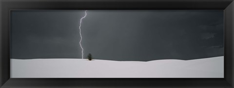 Framed Lightning in the sky over a desert, White Sands National Monument, New Mexico, USA Print