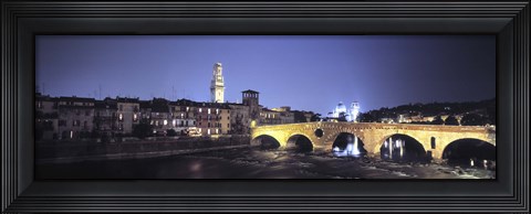 Framed Ponte Pietra And Adige River, Verona, Italy Print