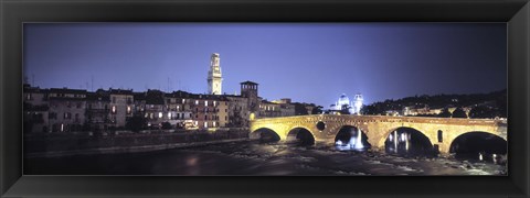 Framed Ponte Pietra And Adige River, Verona, Italy Print