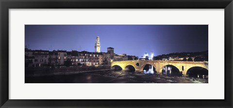 Framed Ponte Pietra And Adige River, Verona, Italy Print