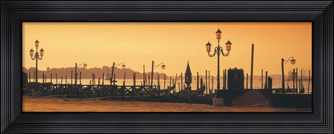 Framed Venice, Italy Pier with Orange Sky Print