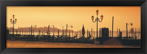 Framed Venice, Italy Pier with Orange Sky Print