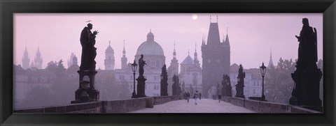 Framed Charles Bridge And Spires Of Old Town, Prague, Czech Republic Print