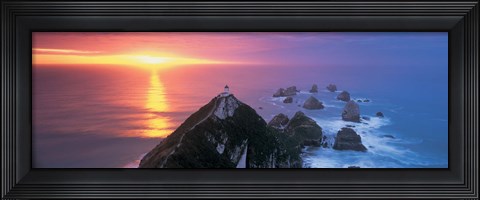 Framed Sunset, Nugget Point Lighthouse, South Island, New Zealand Print