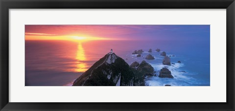 Framed Sunset, Nugget Point Lighthouse, South Island, New Zealand Print