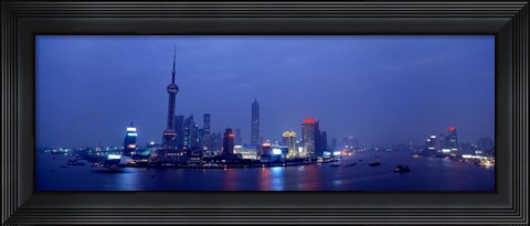 Framed Shanghai at dusk, China Print