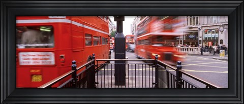 Framed Double-Decker buses on the road, Oxford Circus, London, England Print