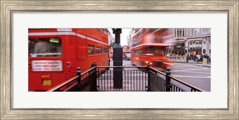 Framed Double-Decker buses on the road, Oxford Circus, London, England Print
