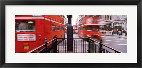 Framed Double-Decker buses on the road, Oxford Circus, London, England Print