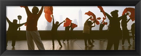 Framed Morning Exercise, The Bund, Shanghai, China Print