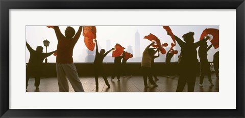 Framed Morning Exercise, The Bund, Shanghai, China Print