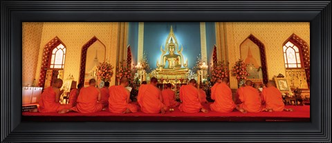 Framed Monks, Benchamapophit Wat, Bangkok, Thailand Print