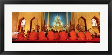 Framed Monks, Benchamapophit Wat, Bangkok, Thailand Print