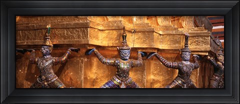 Framed Close-up of statues in a temple, Grand palace, Bangkok, Thailand Print