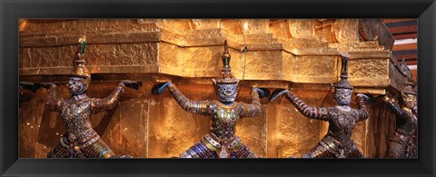 Framed Close-up of statues in a temple, Grand palace, Bangkok, Thailand Print