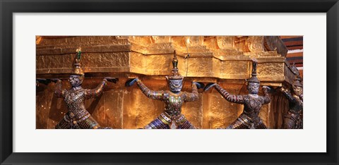 Framed Close-up of statues in a temple, Grand palace, Bangkok, Thailand Print