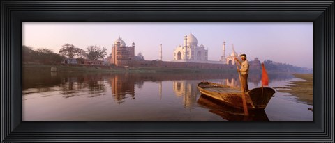 Framed Reflection of a mausoleum in a river, Taj Mahal, Yamuna River, Agra, Uttar Pradesh, India Print