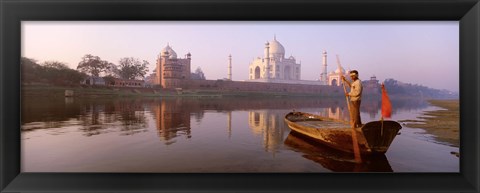 Framed Reflection of a mausoleum in a river, Taj Mahal, Yamuna River, Agra, Uttar Pradesh, India Print