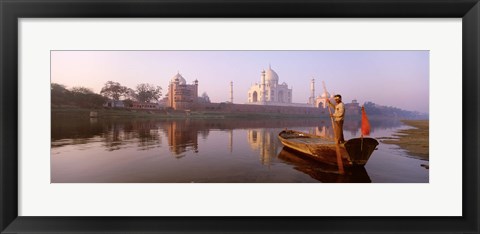 Framed Reflection of a mausoleum in a river, Taj Mahal, Yamuna River, Agra, Uttar Pradesh, India Print