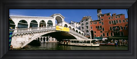 Framed Low angle view of a bridge across a canal, Rialto Bridge, Venice, Italy Print