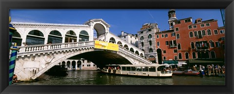 Framed Low angle view of a bridge across a canal, Rialto Bridge, Venice, Italy Print