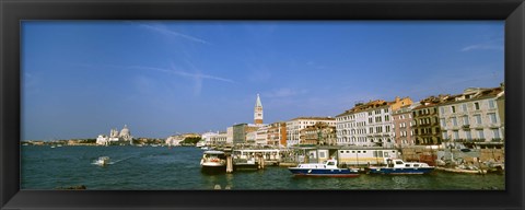 Framed Buildings along a canal with a church in the background, Santa Maria Della Salute, Grand Canal, Venice, Italy Print